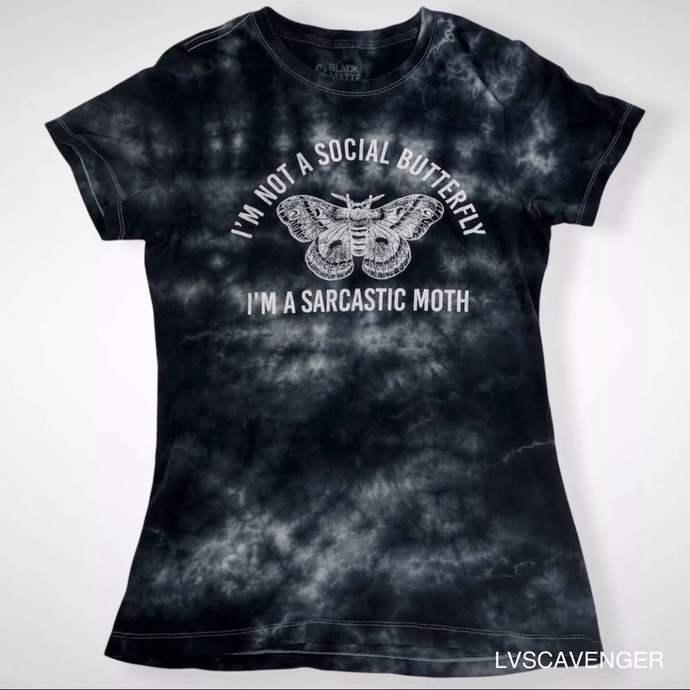 Sarcastic Moth Youth T-shirt by Black Matter, Funny Graphic Novelty Size Medium.